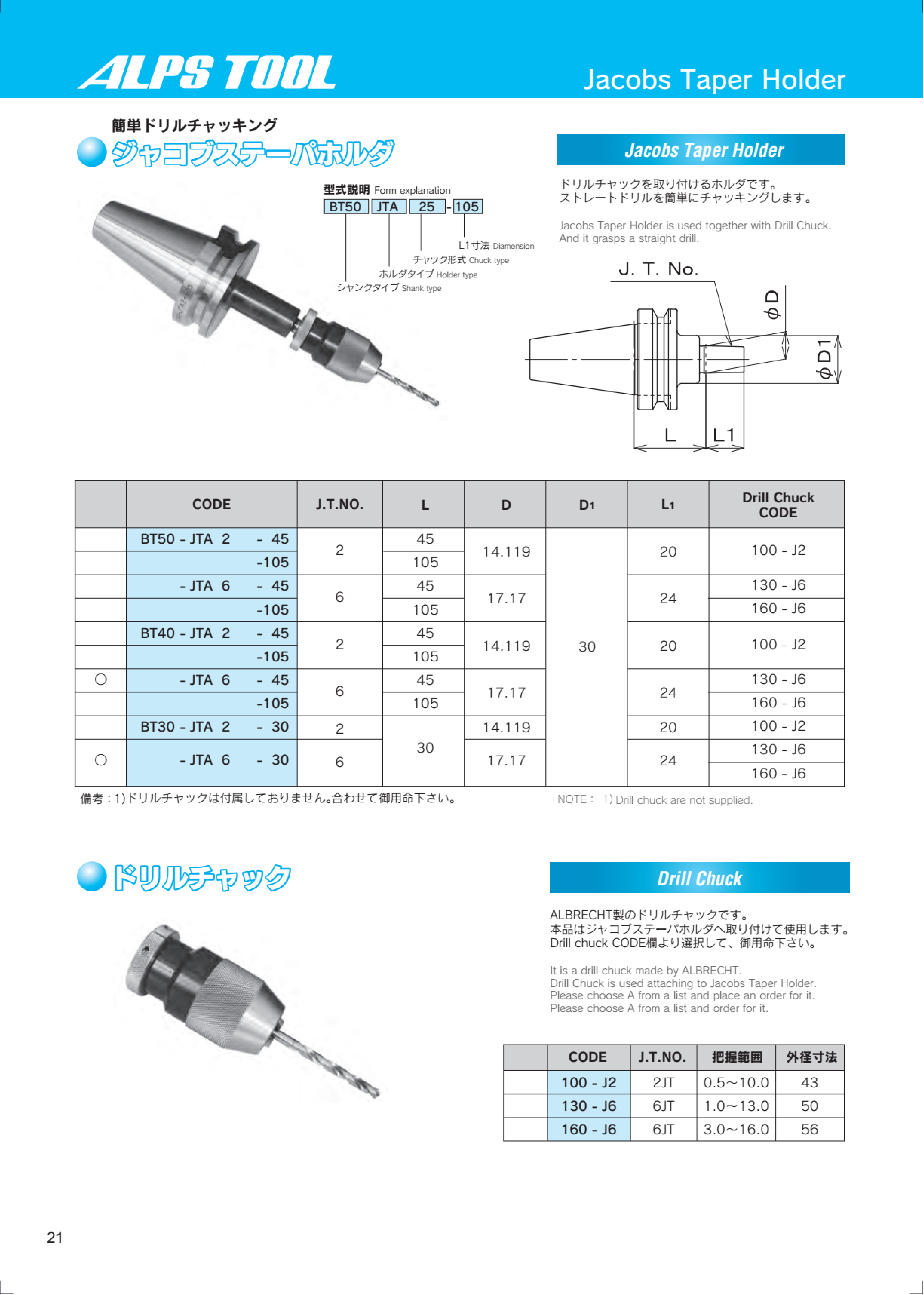 Đầu Kẹp BT Kiểu Côn Jacobs ALPS TOOL